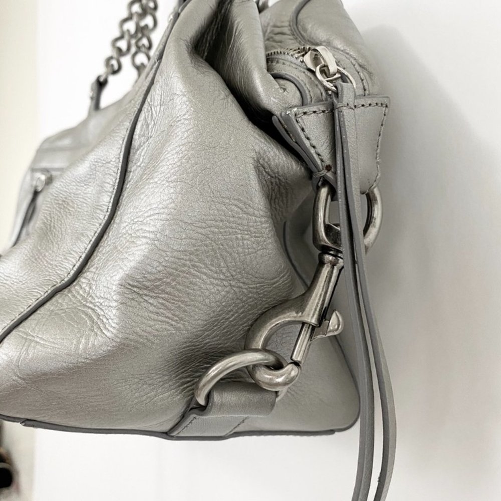 Club Monaco Silver Satin Leather Handbag - Picture 5 of 12